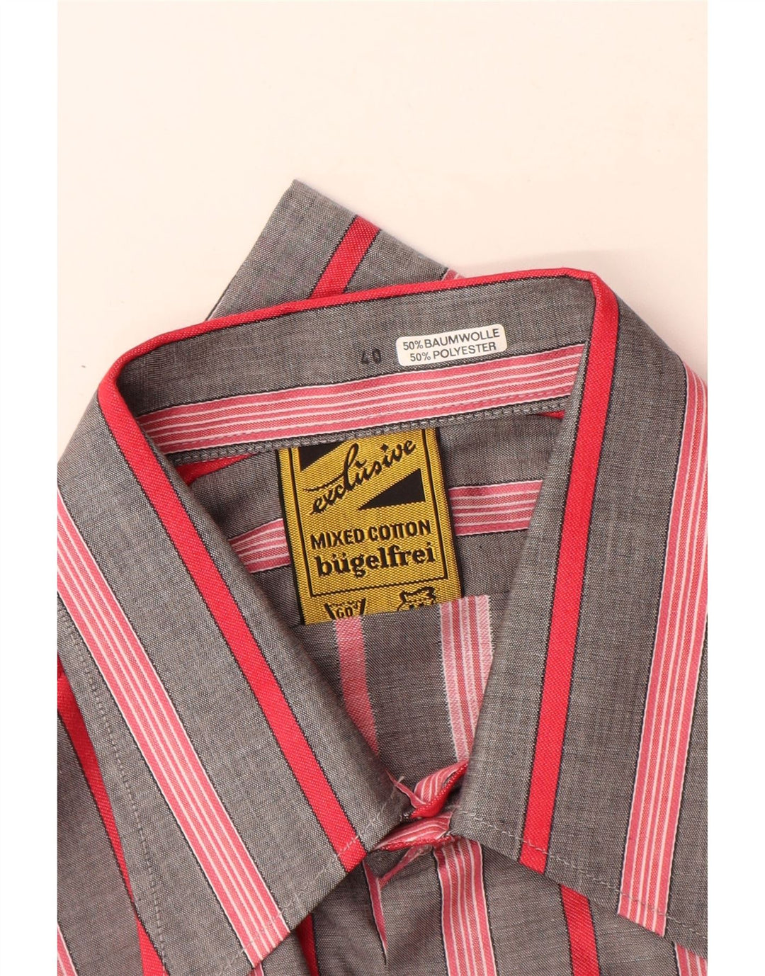 Bugelfrei Herrenhemd Größe 40 Mittelgrau gestreift aus Baumwolle