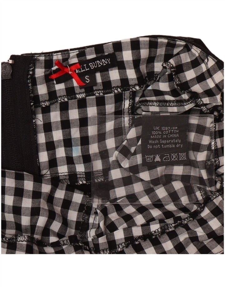 HELL BUNNY Damen Neckholder-Kleid, Größe S, Größe S, Schwarz, Gingham-Baumwolle