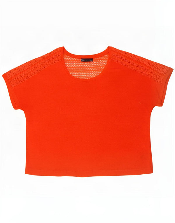 Marks & Spencer Damen Übergroßes T-Shirt-Oberteil UK 18 XL Orange Leinen