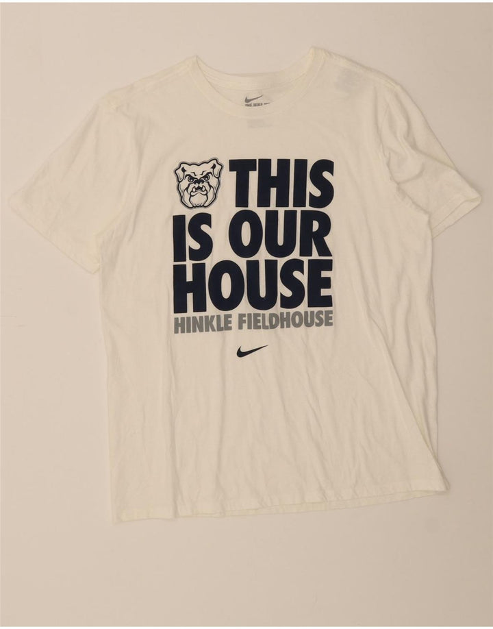 NIKE Mens Graphic T-Shirt Top Large White Cotton Vintage Nike and Second-Hand Nike from Messina Hembry 