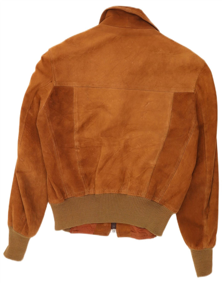 Vintage Herren Wildleder Bomberjacke UK 38 Mittelbraun