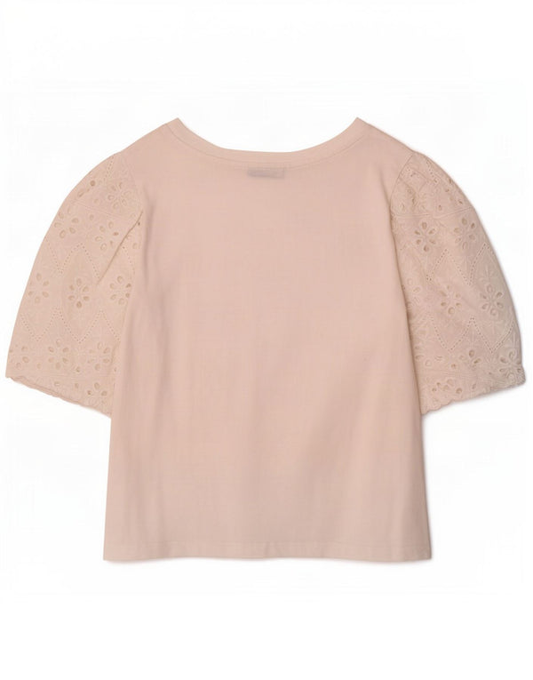 Zara Damen Crop T-Shirt Top UK 10 Small Weiß