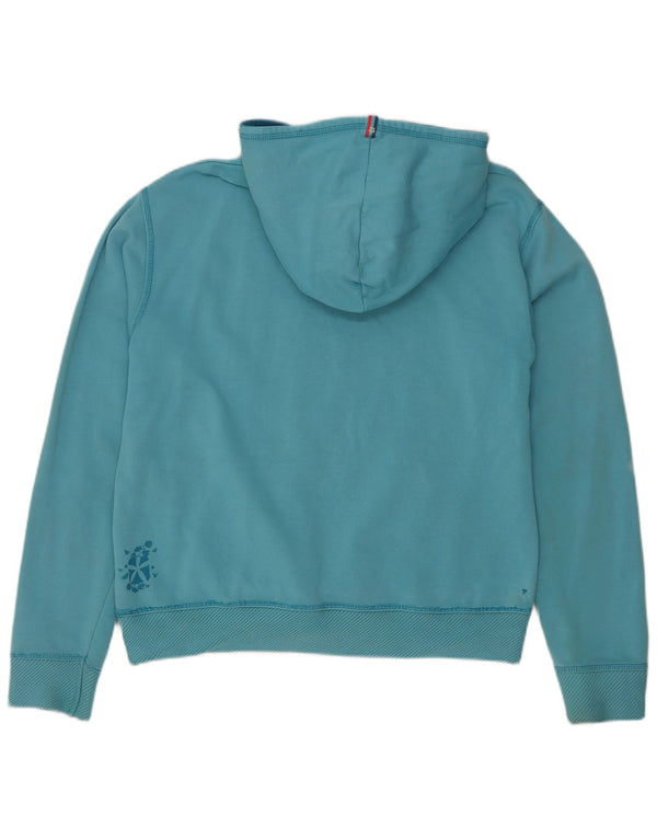 Animal Womens Graphic Hoodie Jumper UK 14 Medium Blue Cotton