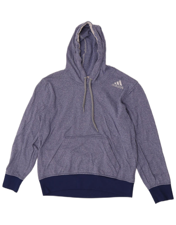 Adidas Damen Kapuzenpullover UK 14 Mittelblau meliertes Polyester