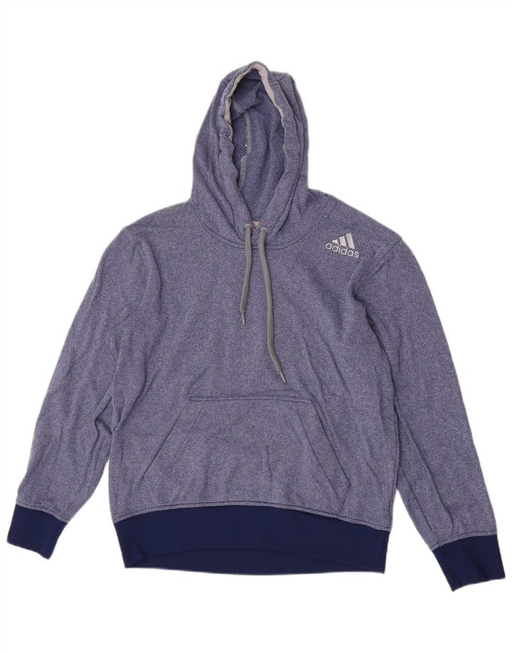 Adidas Damen Kapuzenpullover UK 14 Mittelblau meliertes Polyester