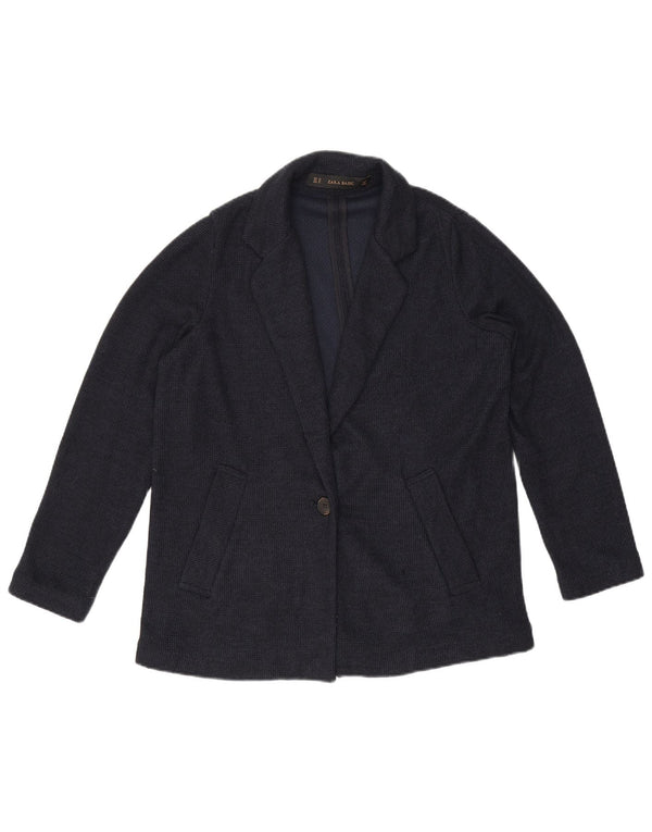 Zara Damen-Blazer, übergroß, 1 Knopf, Gr. 6, XS, Marineblau, Polyester