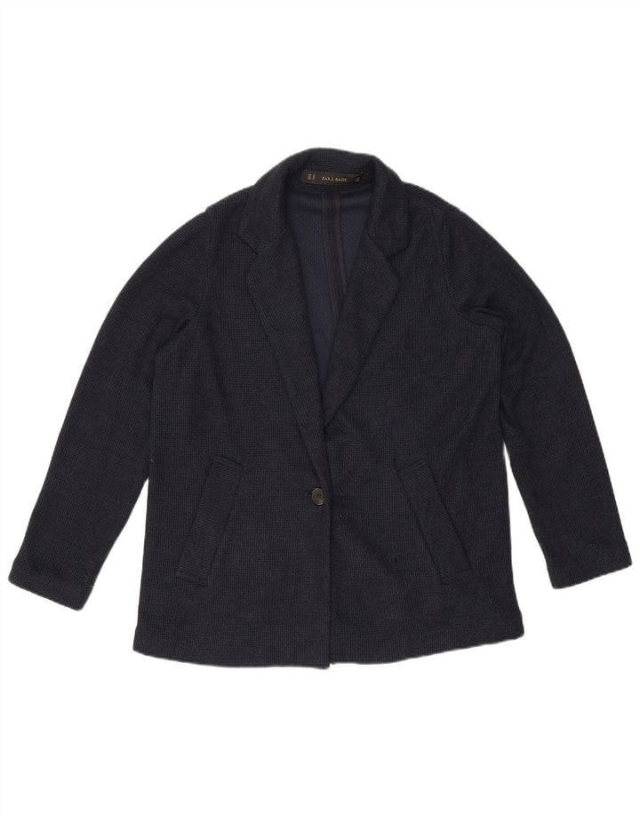 Zara Damen-Blazer, übergroß, 1 Knopf, Gr. 6, XS, Marineblau, Polyester