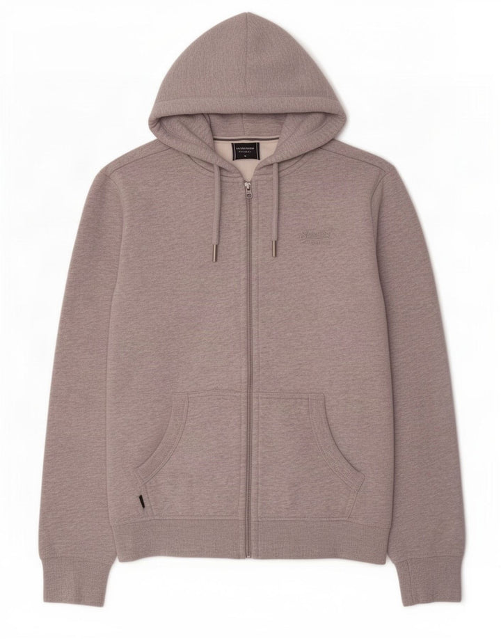 Superdry Herren-Kapuzenpullover mit Reißverschluss, Größe S, graue Baumwolle