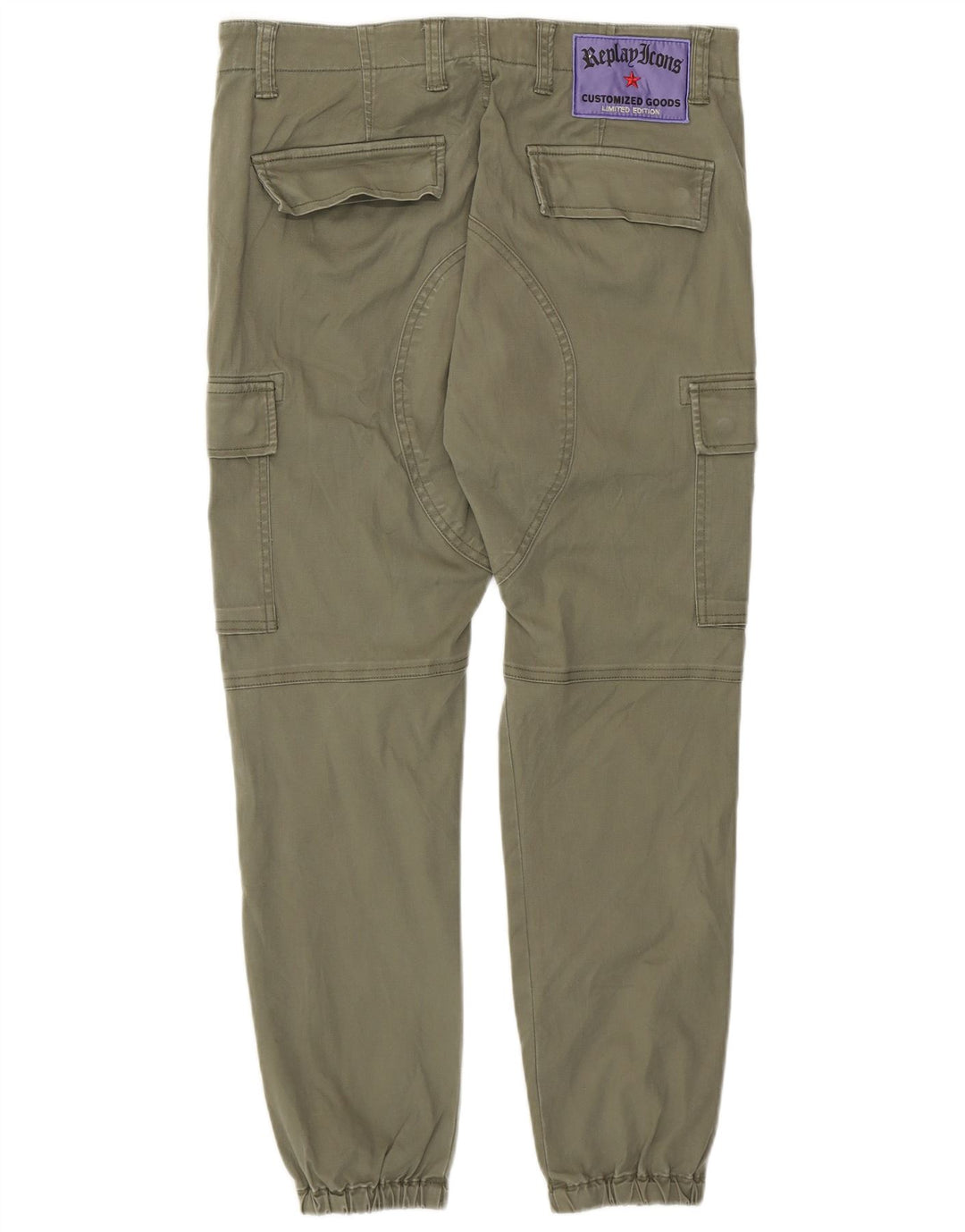Replay Herren Jogger Cargohose W27 L27 Khaki Baumwolle