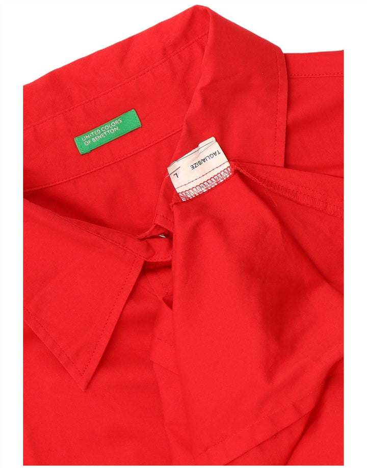 Benetton Damen Kurzarmhemd UK 16 Large Rot