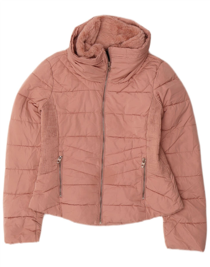 Zara Damen Wattierte Jacke UK 14 Mittelrosa