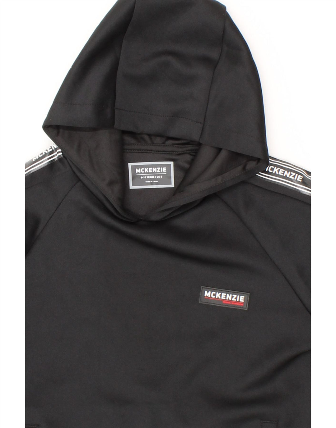 MCKENZIE Boys Graphic Hoodie Jumper 8-9 Years Black Polyester Vintage Mckenzie and Second-Hand Mckenzie from Messina Hembry 