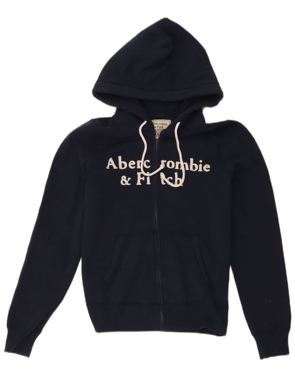 Abercrombie & Fitch Damen-Kapuzenpullover mit grafischem Reißverschluss, Gr. 10, Marineblau