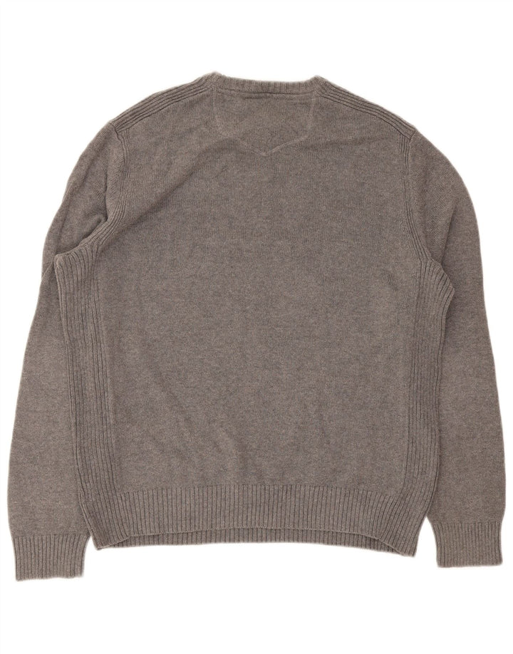 Eddie Bauer Herren-Pullover mit Rundhalsausschnitt, groß, graue Baumwolle