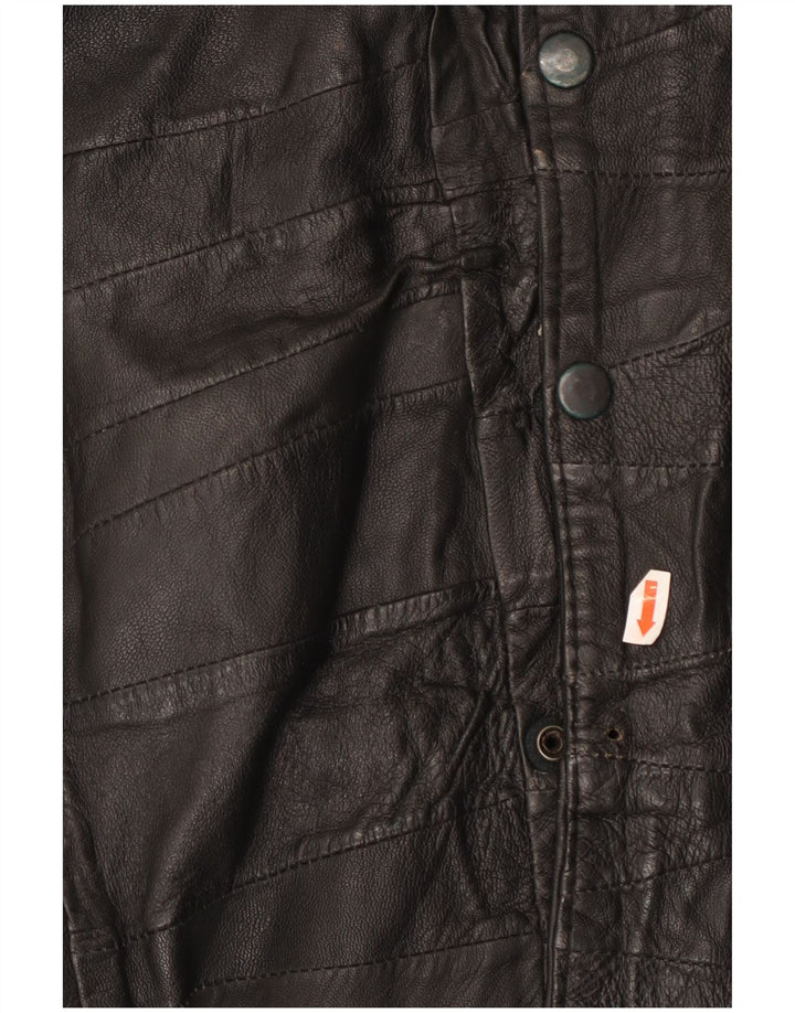 Vintage Herren Kurzarm Lederjacke UK 40 Large Schwarz