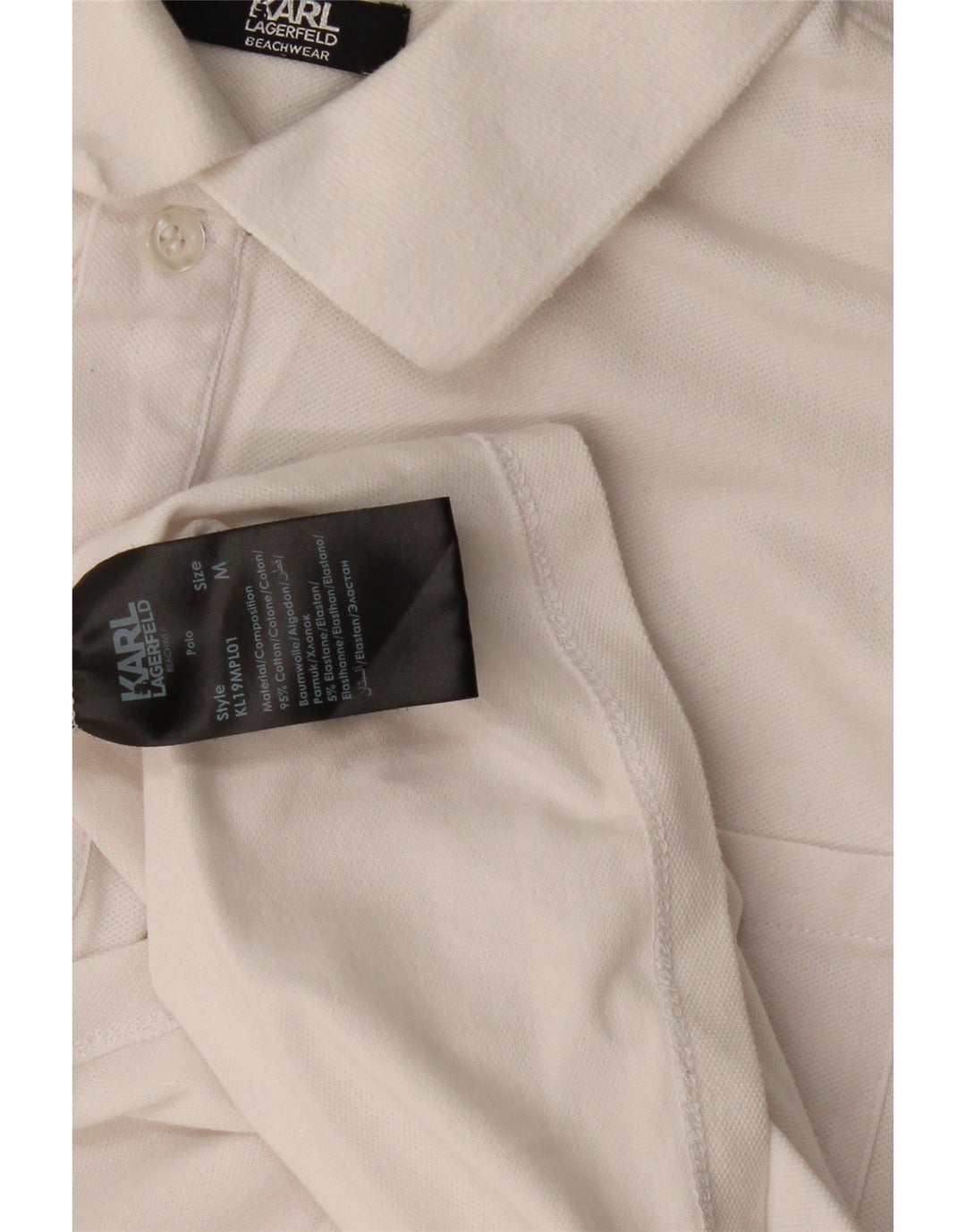 Karl Lagerfeld Herren-Poloshirt aus mittelweißer Baumwolle