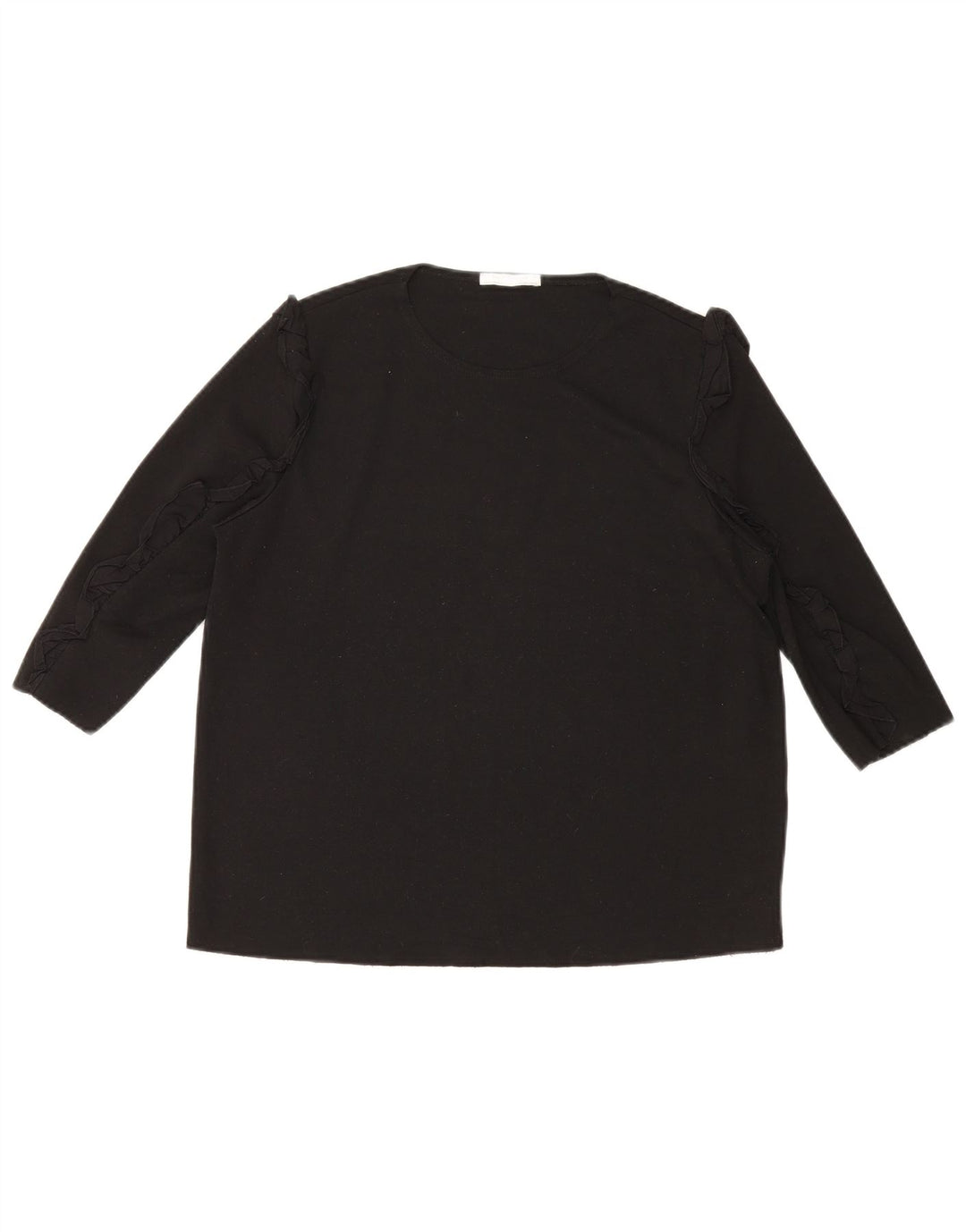 Zara Damen-Top, 3/4-Ärmel, UK-Größe 16, Größe L, Schwarz, Baumwolle