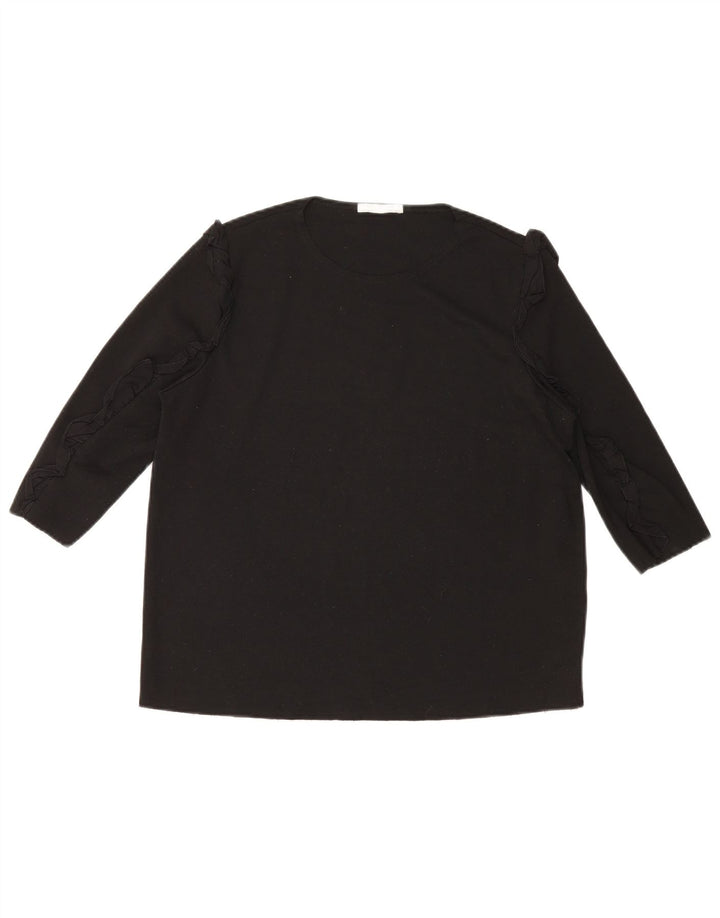 Zara Damen-Top, 3/4-Ärmel, UK-Größe 16, Größe L, Schwarz, Baumwolle