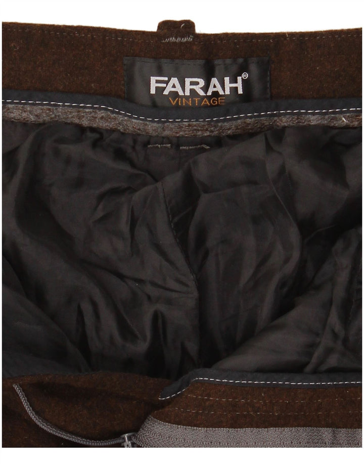 FARAH Herren-Anzughose, gerade, W34, L26, braune Wolle