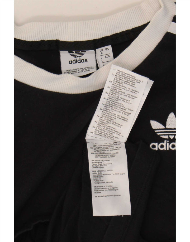 Adidas Damen T-Shirt Top UK 8 Small Schwarz Baumwolle