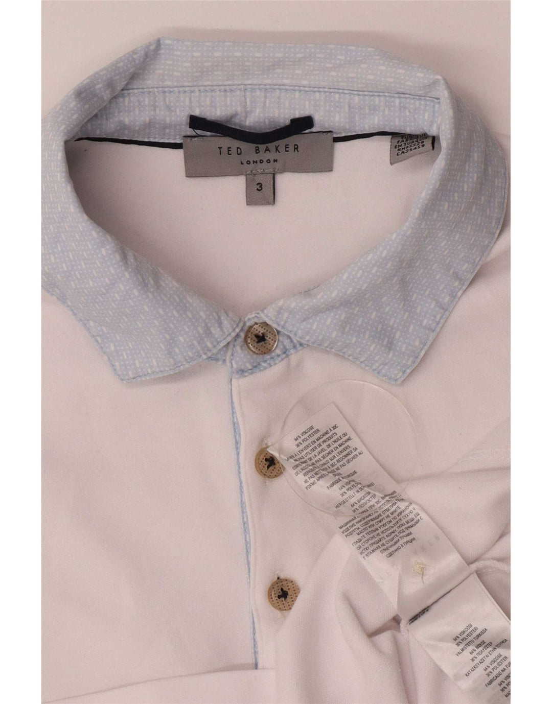 Ted Baker Herren-Poloshirt, Größe 3, mittelweiße Viskose