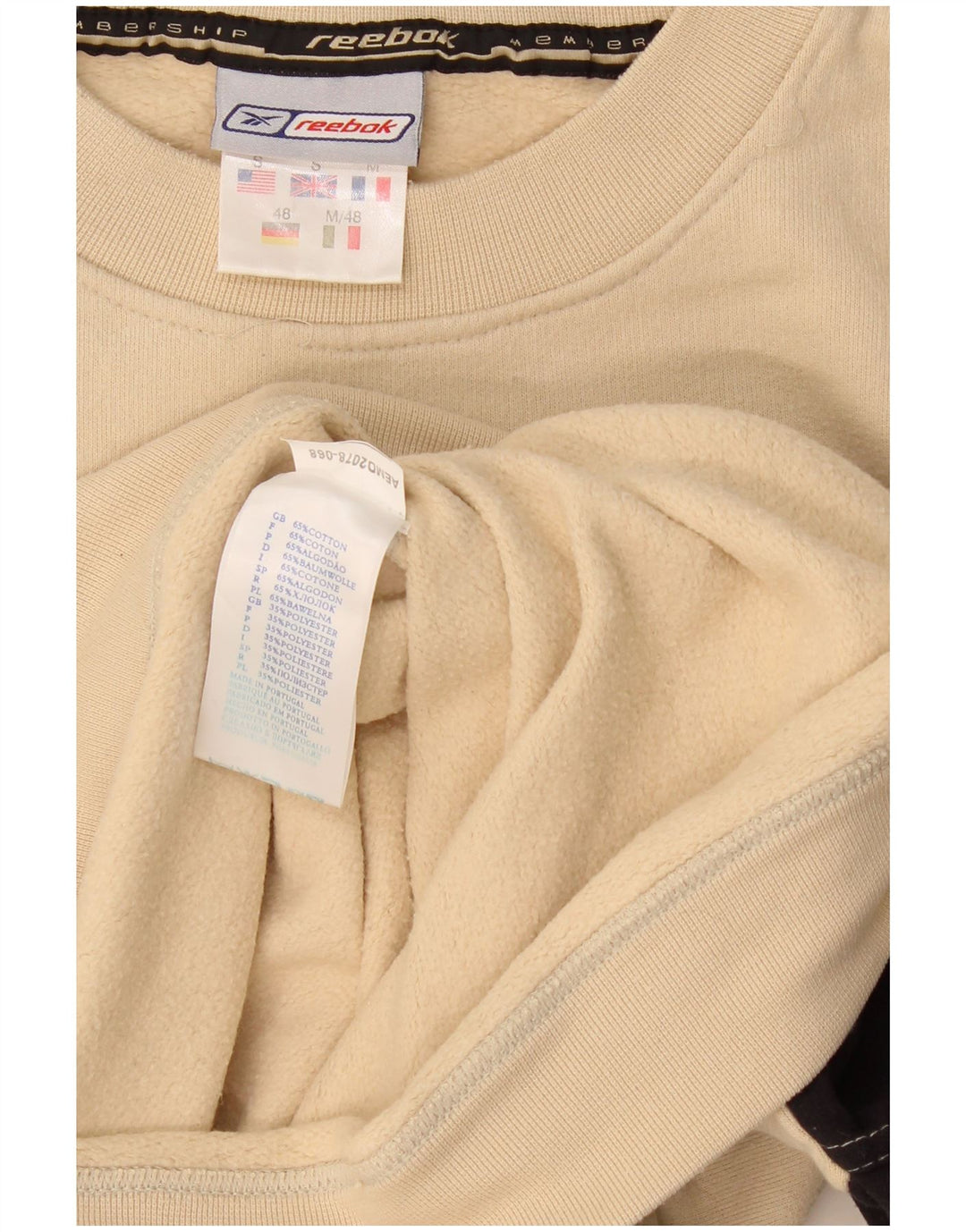 Reebok Herren Grafik-Sweatshirt-Pullover, klein, beige, Colourblock-Baumwolle