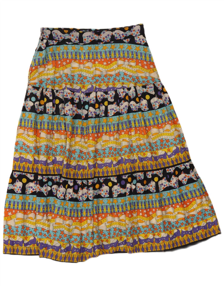 Vintage Damen Rock in A-Linie mit hoher Taille, W28, mittelgroß, mehrfarbig, geometrisch