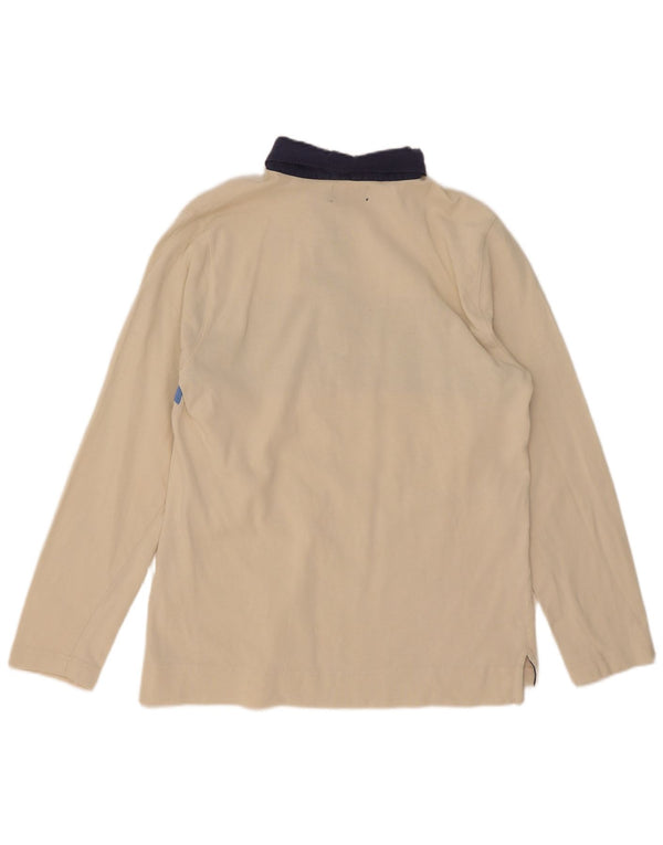 Kappa Herren-Langarm-Rugby-Poloshirt, Größe S, Beige, Colourblock-Baumwolle