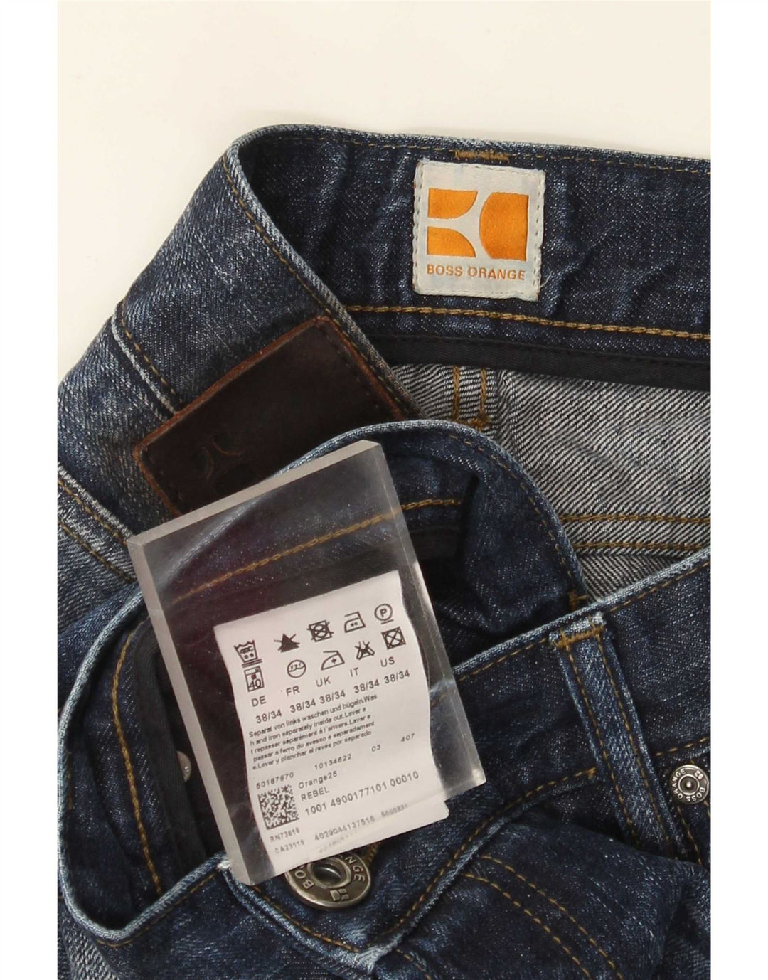 Boss Orange Herren Regular Fit Straight Jeans W38 L34 Blaue Baumwolle