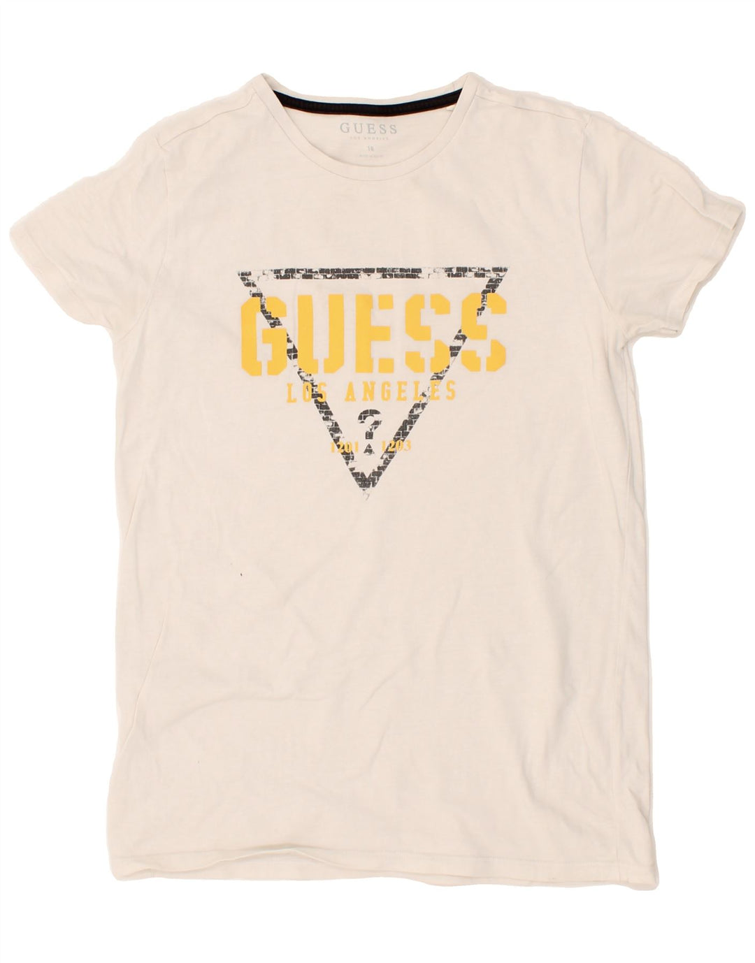 GUESS Boys Graphic T-Shirt Top 15-16 Years White Vintage Guess and Second-Hand Guess from Messina Hembry 