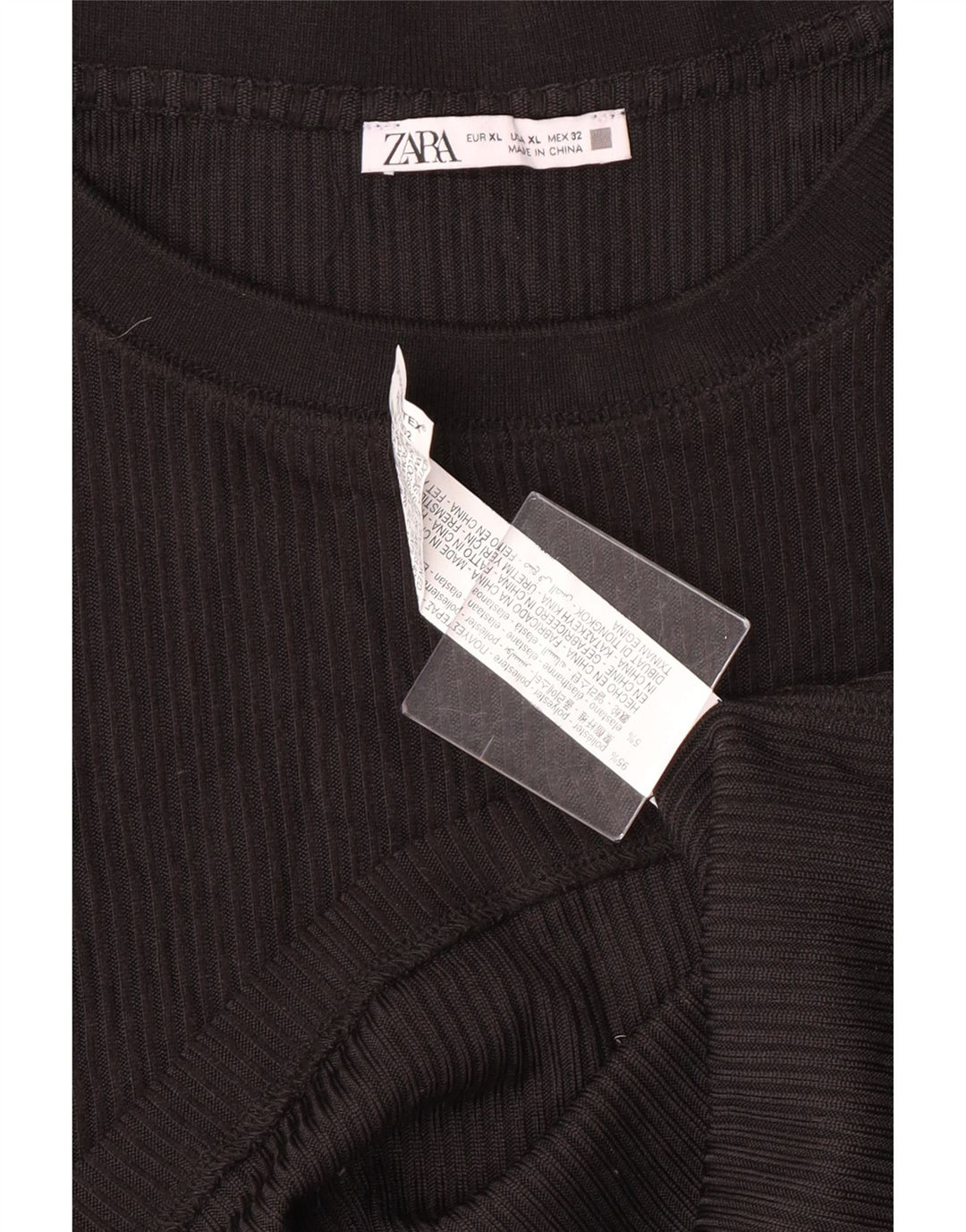 Zara Damen Top Langarm UK 18 XL Schwarz Polyester