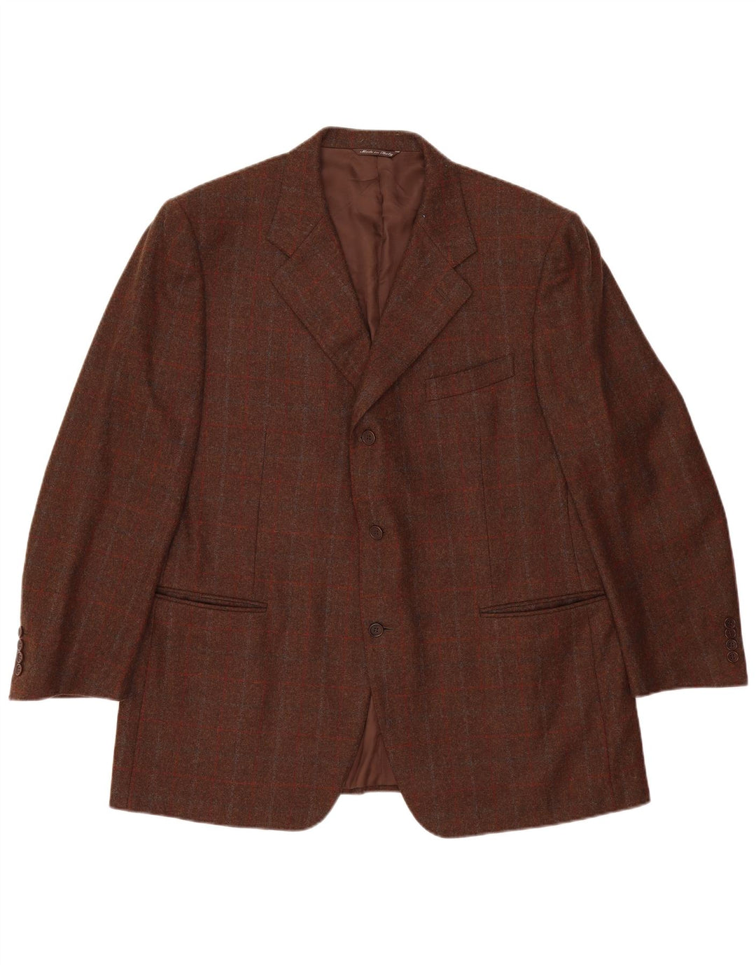 Canali Herren-Blazer mit 3 Knöpfen, IT 58 4XL, braun karierte Wolle