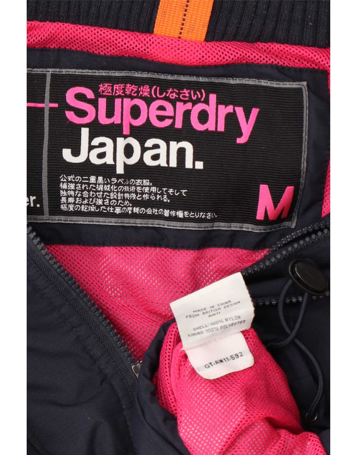 Superdry Damen Regenjacke UK 14 Medium Marineblau Nylon