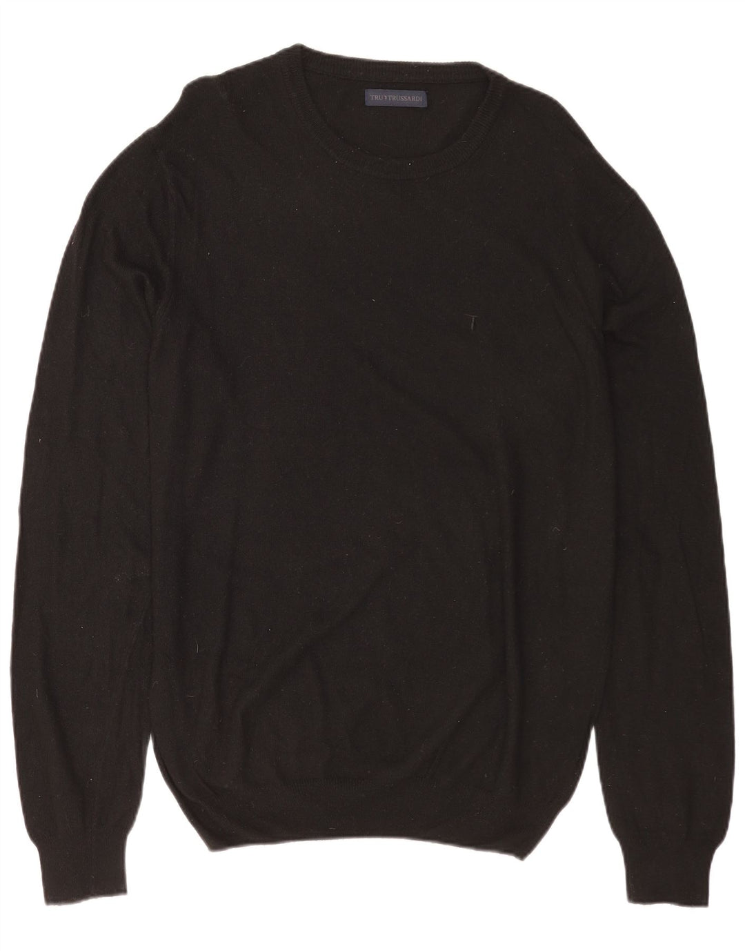 TRUSSARDI Herren-Pullover mit U-Boot-Ausschnitt, groß, aus schwarzem Polyamid