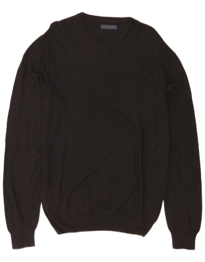 TRUSSARDI Herren-Pullover mit U-Boot-Ausschnitt, groß, aus schwarzem Polyamid