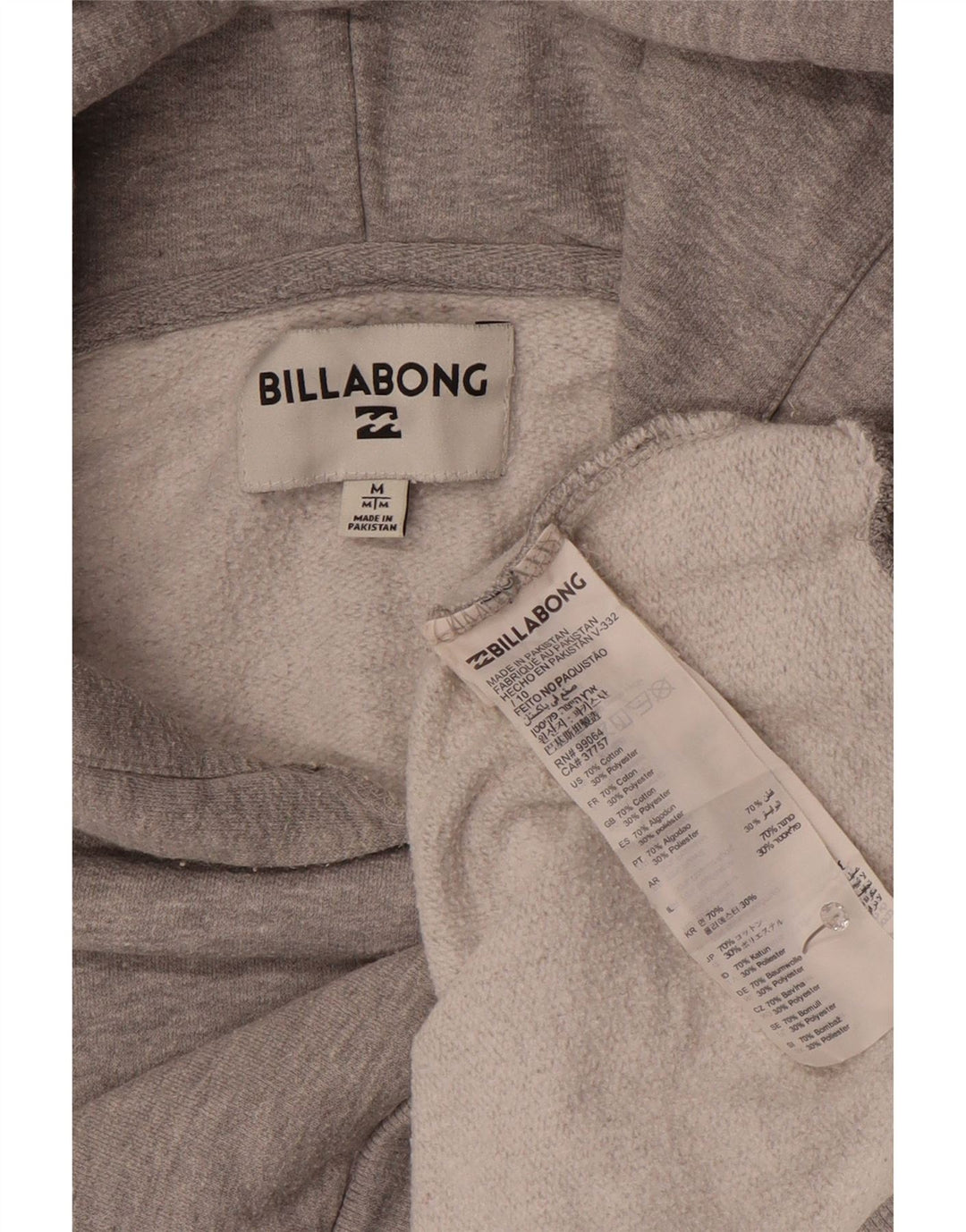 Billabong Herren Kapuzenpullover aus mittelgrauer Baumwolle