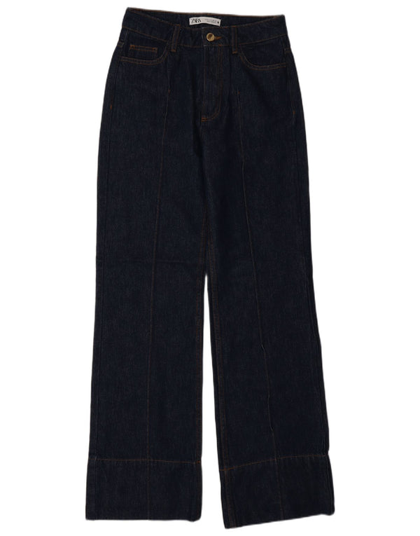 Zara Damen-Jeans mit hoher Taille und weitem Bein, EU 34, 2XS, W24, L32, Marineblau