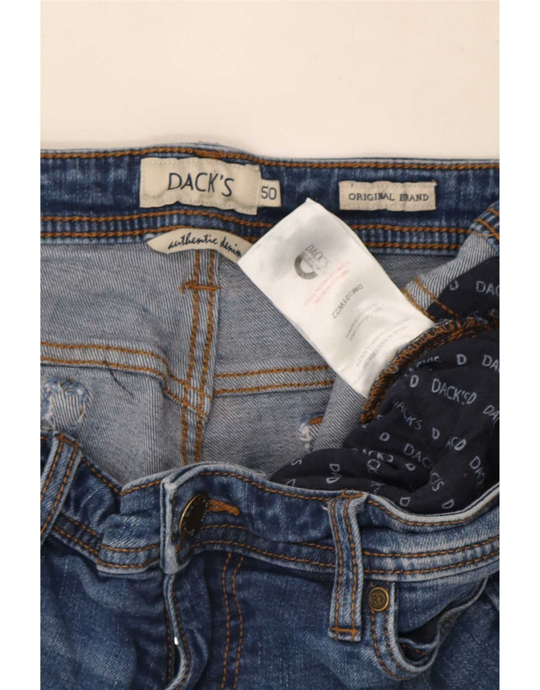 Dack's Herren-Jeans mit normaler Passform, gerade Passform, IT 50, Größe L, W34, L28, Blau, Baumwolle