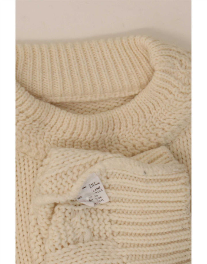 Vintage Herren Rollkragenpullover Pullover Große weiße Wolle