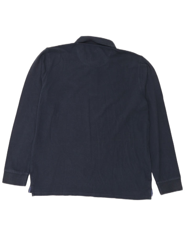 Avirex Herren-Langarm-Rugby-Poloshirt, 2XL, Marineblau, Baumwolle