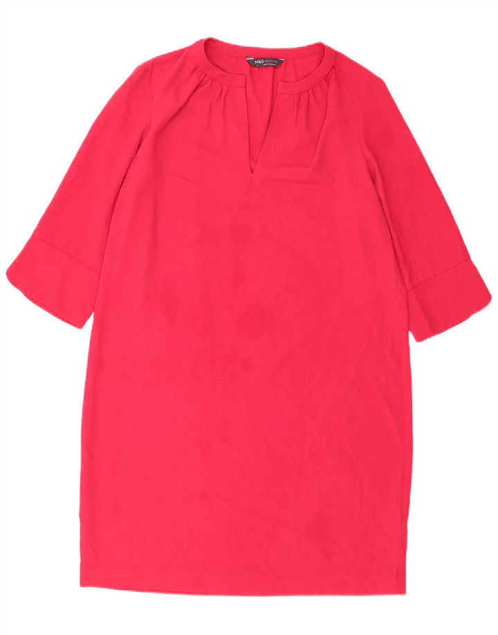 Marks & Spencer Damen-Etuikleid mit 3/4-Ärmeln, Gr. 14, Größe L, Rosa, Polyester