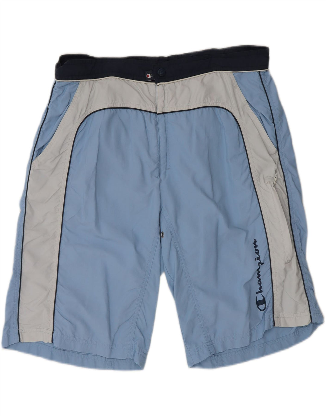 CHAMPION Herren-Badeshorts XL, blaues Colourblock-Polyester