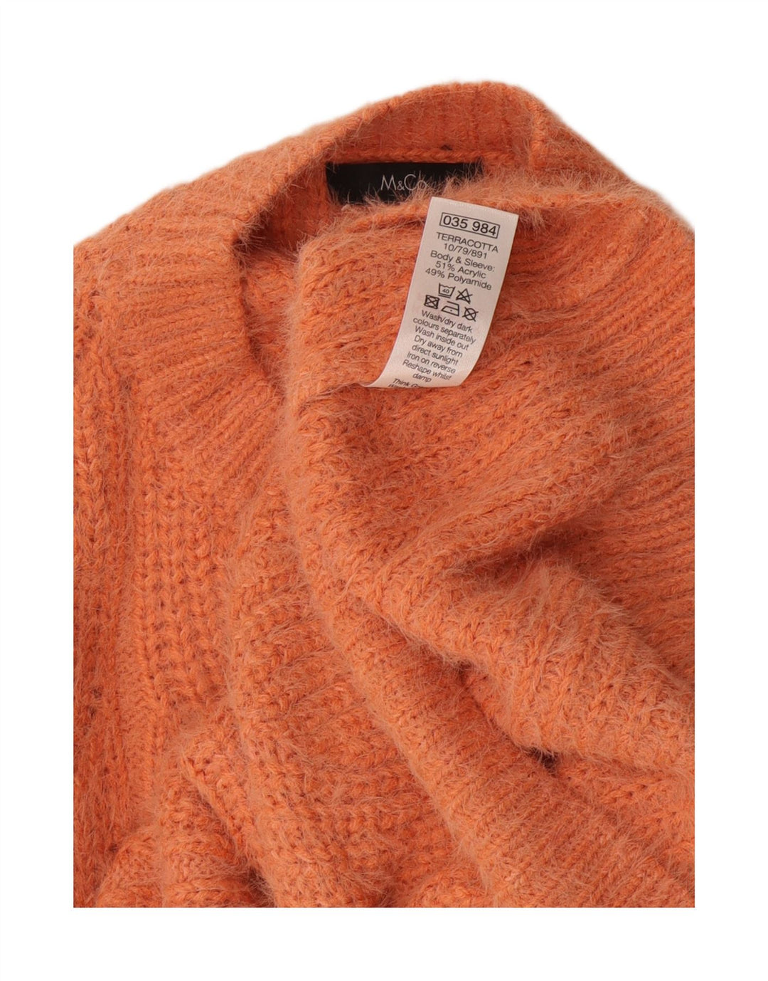 M&Co Damen-Pullover, übergroß, Rundhalsausschnitt, Gr. 10, Größe S, Orange, Acryl