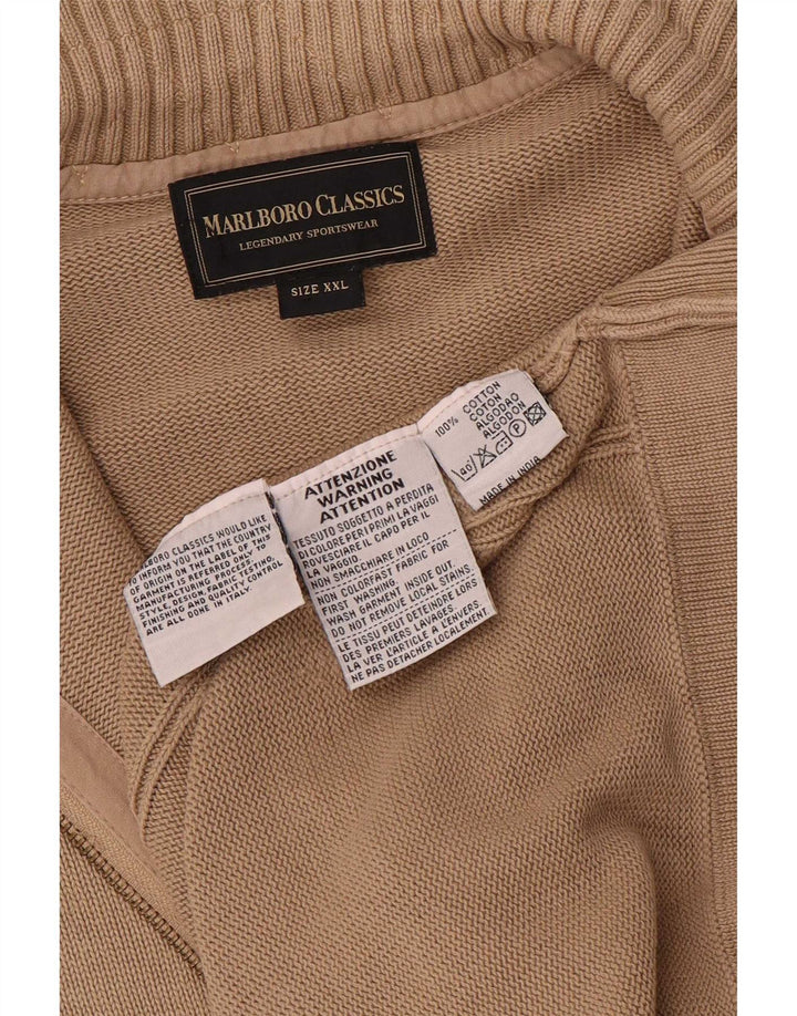 Marlboro Classics Herren-Cardigan-Pullover 2XL Beige Baumwolle