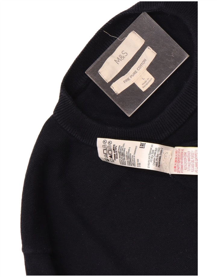 Marks & Spencer Herren-Pullover mit Rundhalsausschnitt, groß, marineblaue Baumwolle
