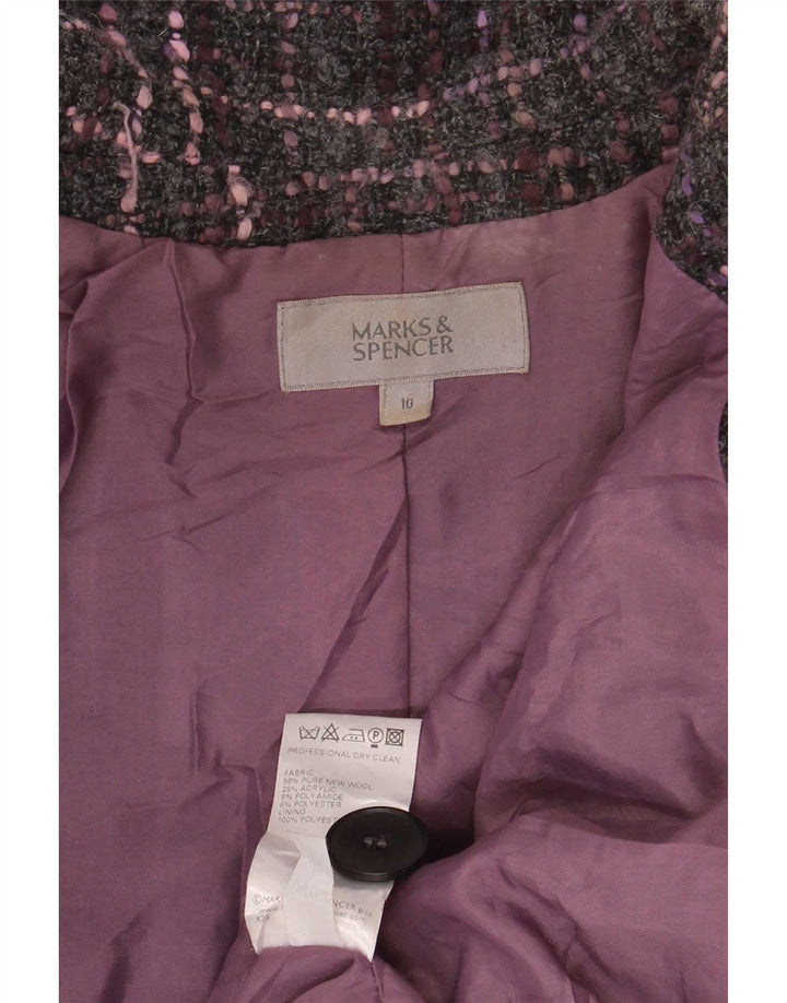 Marks & Spencer Damen-Blazer mit 1 Knopf, Gr. 10, klein, grau kariert