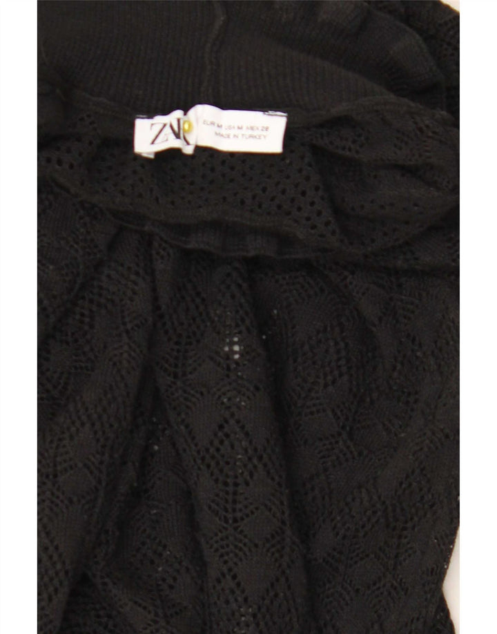 Durchsichtiger Pullover mit Rollkragen für Damen von Zara, Gr. 12, mittelschwarz