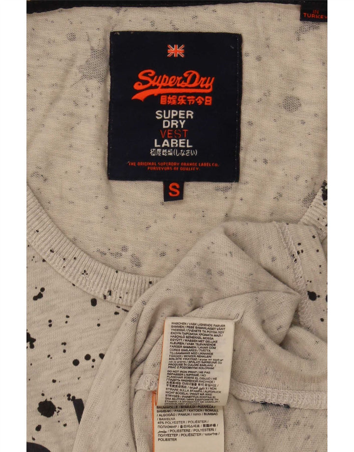 Superdry Herren-T-Shirt mit Grafik, Größe S, grau gepunktete Baumwolle