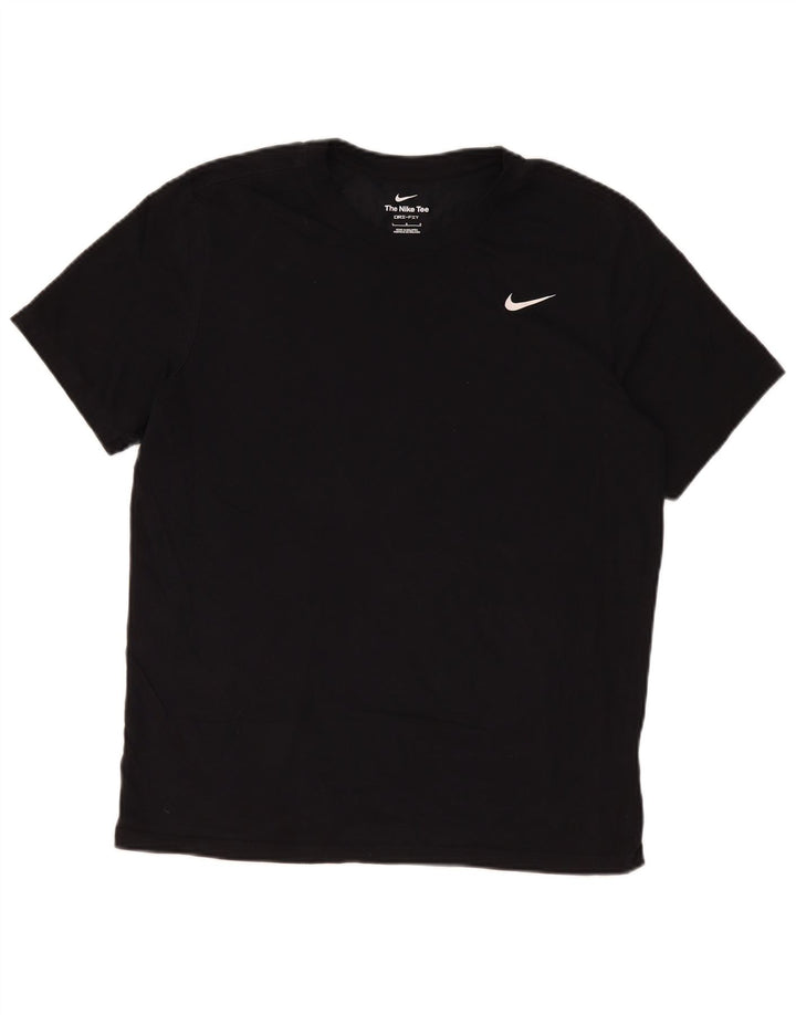 Nike Herren Dri Fit T-Shirt Top Large Schwarz Baumwolle