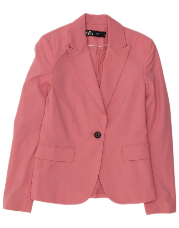 Zara Damen 1-Knopf-Blazerjacke EU 34 2XS Rosa Polyester